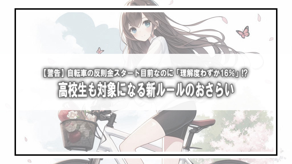 【警告】自転車の反則金スタート目前なのに「理解度わずか16％」!? 高校生も対象になる新ルールのおさらい