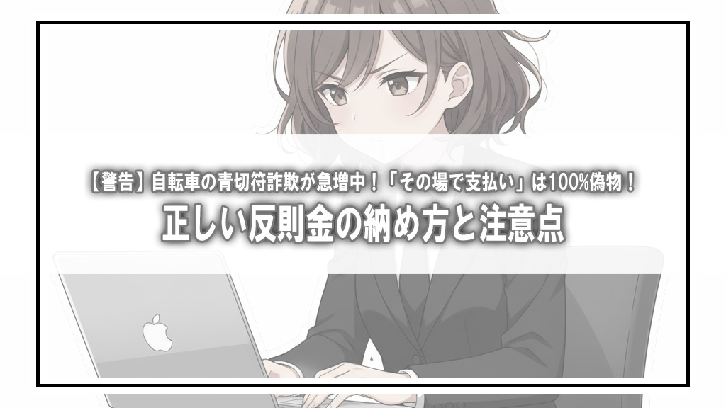 【警告】自転車の青切符詐欺が急増中！「その場で支払い」は100%偽物！正しい反則金の納め方と注意点